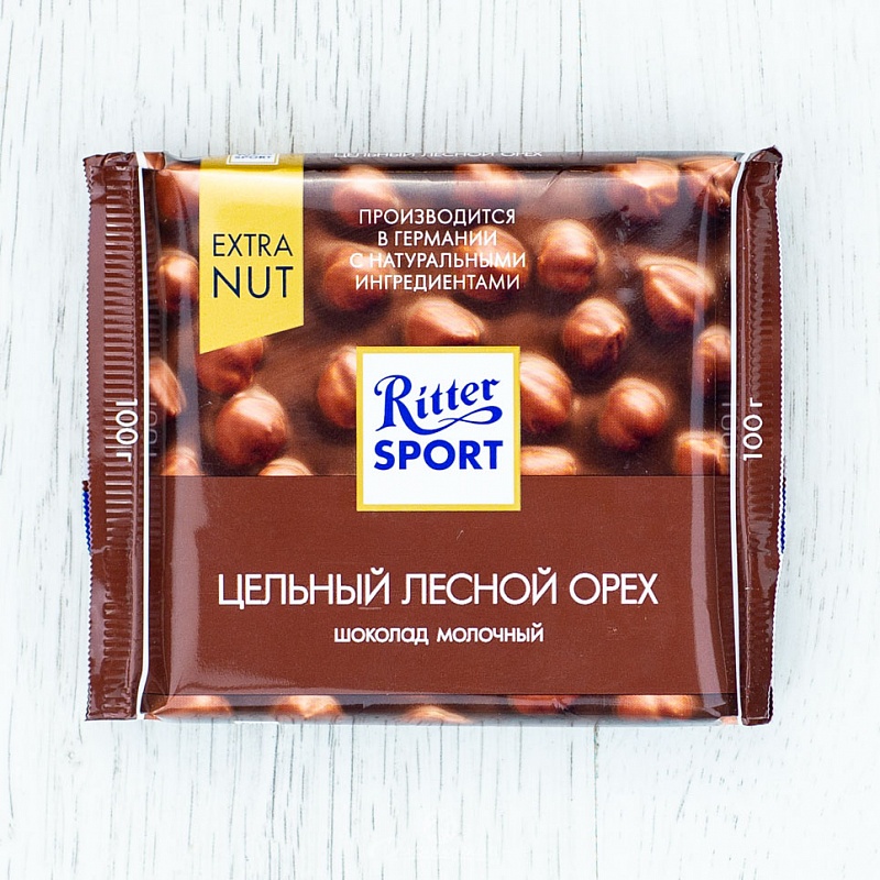 Шоколад Ritter Sport молочн. с целн.лесным орехом 100г шт.