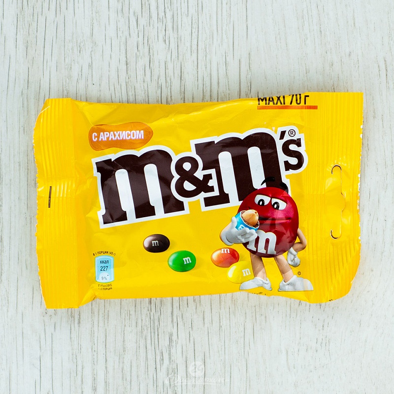 Драже M&M s с арахисом и молочным шоколадом 70г м/у