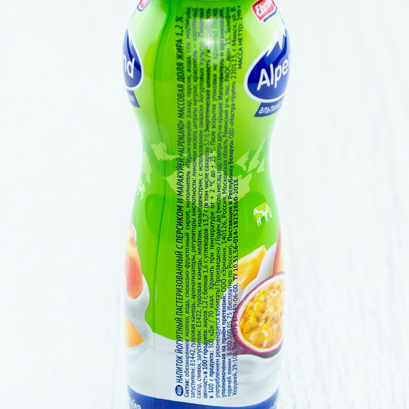 Йогурт питьевой Ehrmann Alpenland персик-маракуйя 1,2% 290г