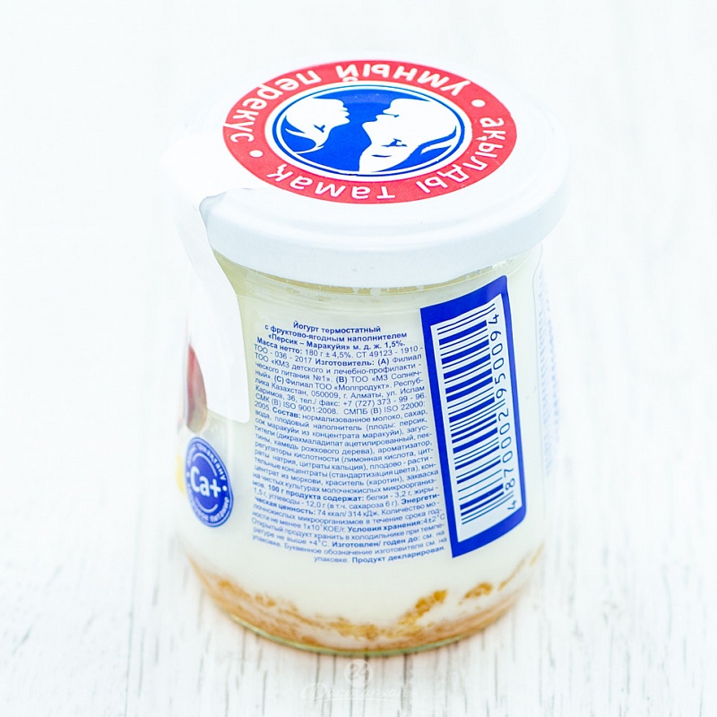 Йогурт термостатный ДЛПП персик-маракуйя 1,5% 180г с/б