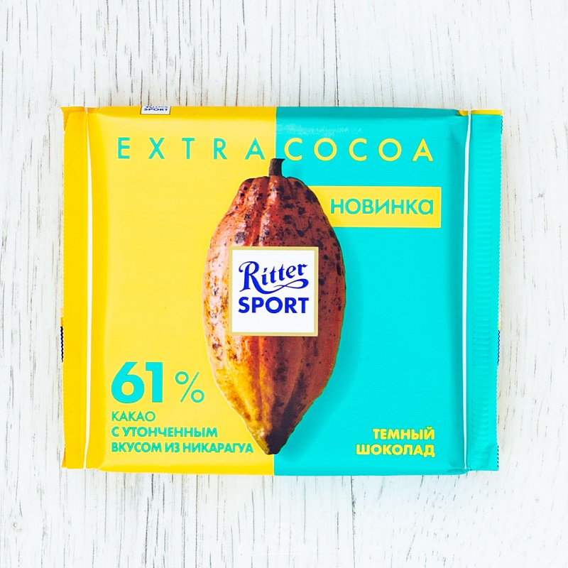 Шоколад Ritter sport темный с какао 61% 100г