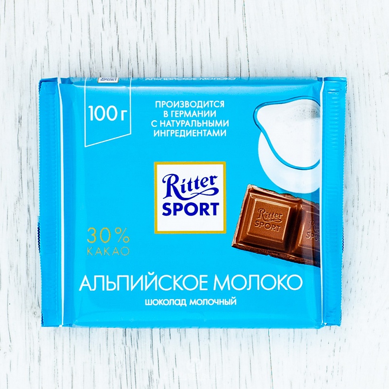 Шоколад Ritter sport с альпийс.молоком 100г