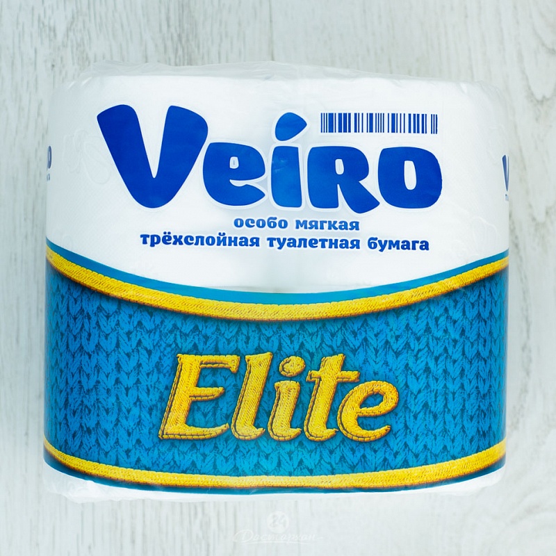 Бумага туалетная  Veiro Elite белая 3-сл.  9С34 