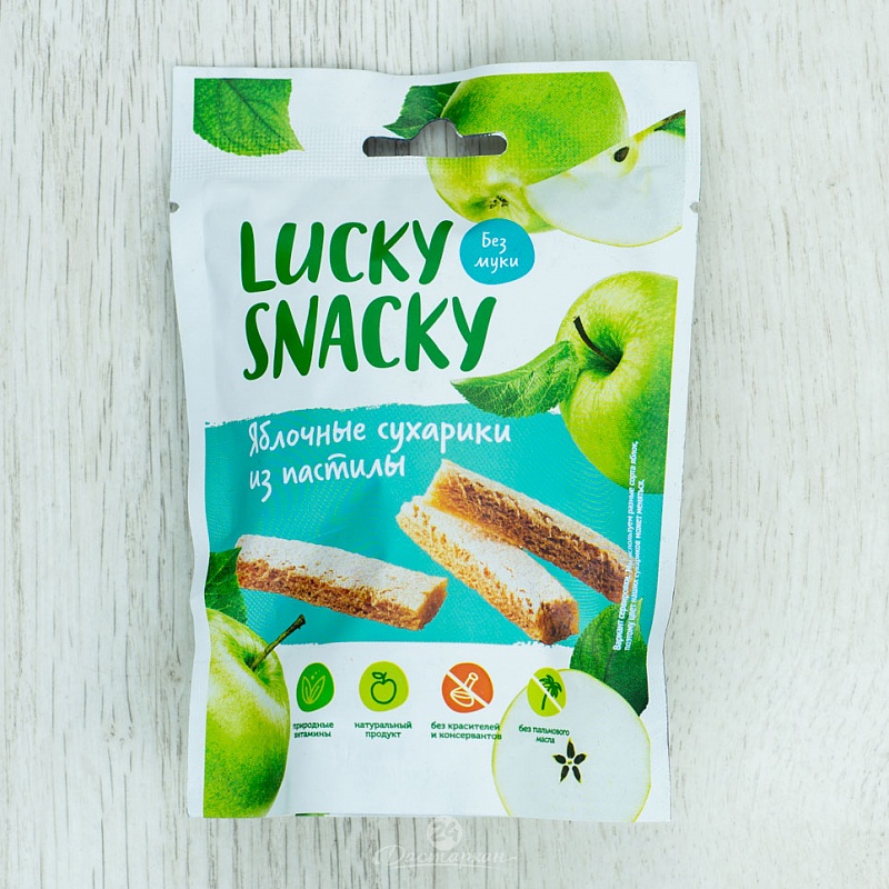 Снеки фруктовые Lucky Snacky яблочные сухарики 25г м/у