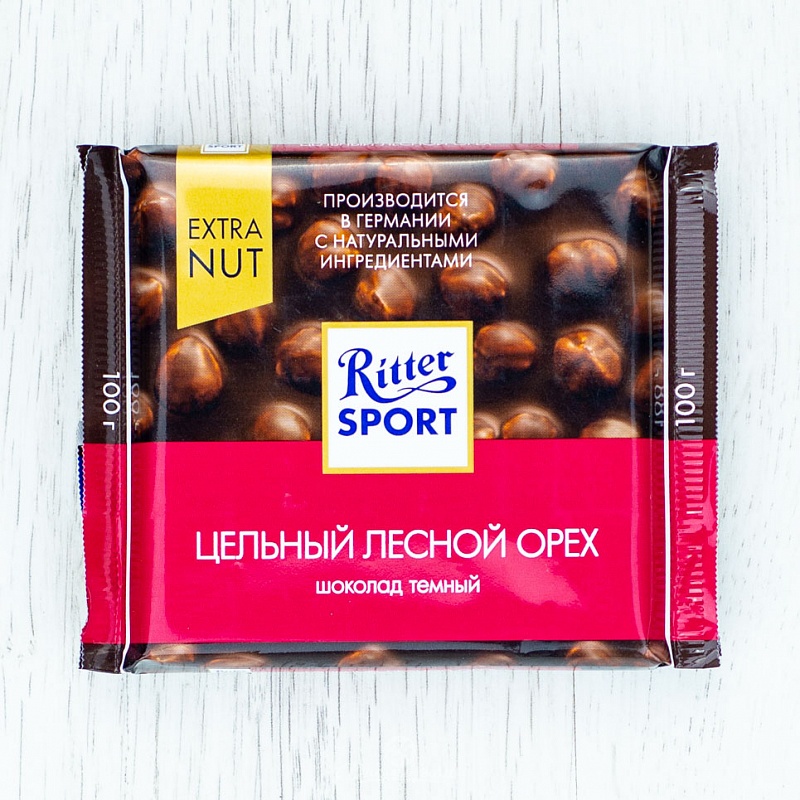 Шоколад Ritter Sport горьк. с целн.лесным орехом 100г шт.